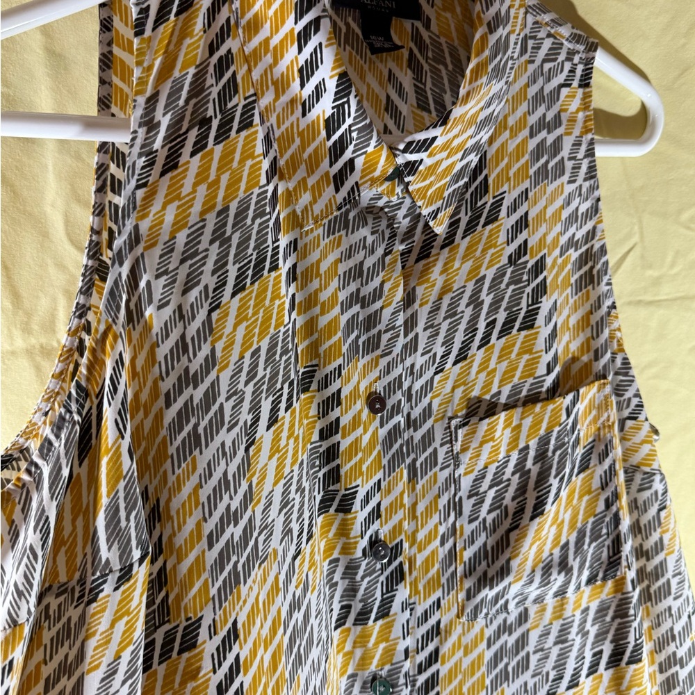 Alfani Woman Stylish Yellow and Gray Patterned Dress - Picture 3 of 5